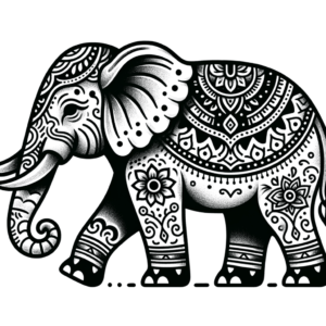 Flash Style Elephant With Traditional Motifs