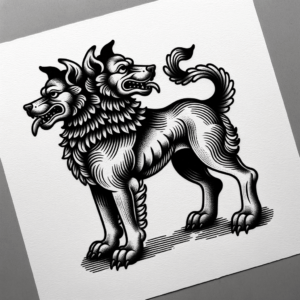 Flash Tattoo-Style Cerberus With Classic Design Elements