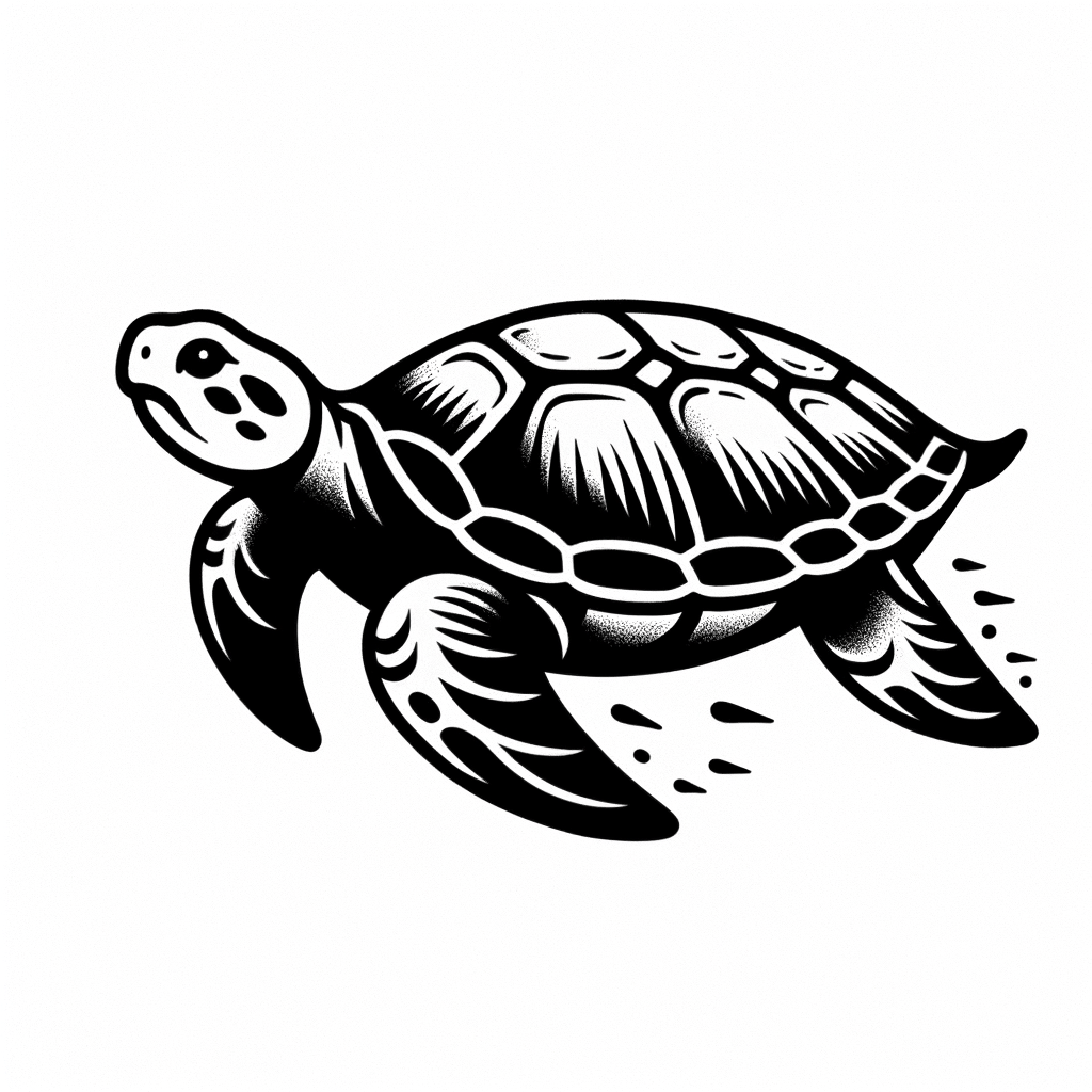 Flash AI Tattoo Style Turtle With Simple, Bold Design