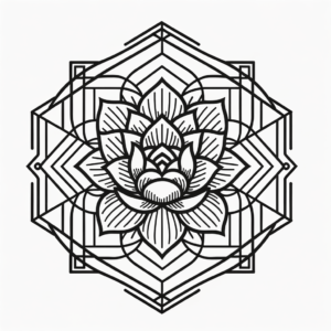 Flower In A Geometric Pattern With Clean Lines And Shapes