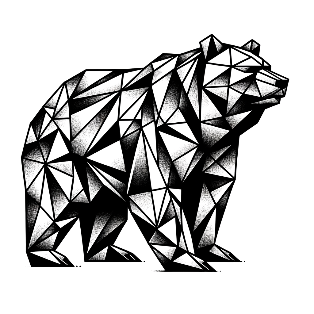 Geometric Bear With Angular Shapes