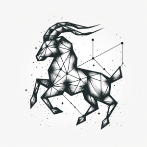 Geometric Capricorn Constellation With Angular Shapes