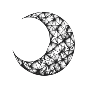 Geometric Crescent Moon With Triangles