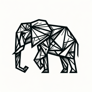 Geometric Elephant With Intersecting Shapes