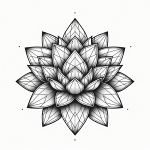 Geometric Lotus Flower With Symmetrical Shapes