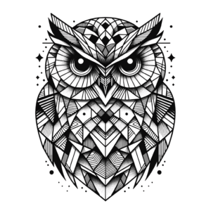 Geometric Owl With Abstract Shapes And Patterns