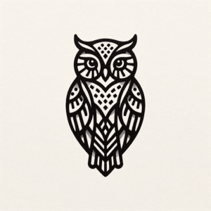 Geometric Owl With Abstract Shapes And Patterns