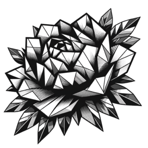 Geometric Peony With Angular Shapes
