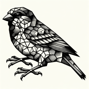 Geometric Sparrow With Hexagonal Shapes
