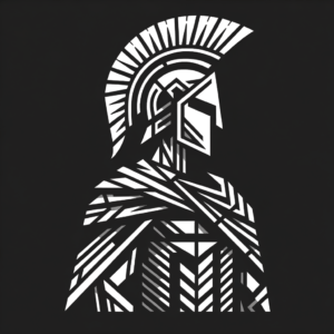 Geometric Spartan Warrior With Angular Designs