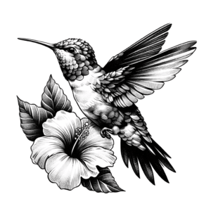 Hummingbird Hovering Near A Blooming Flower