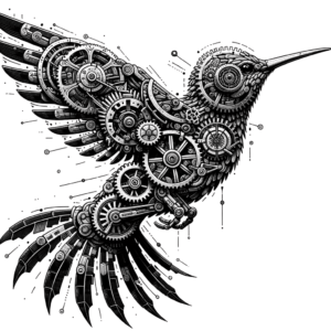 Hummingbird In A Biomechanical Style With Gears And Components