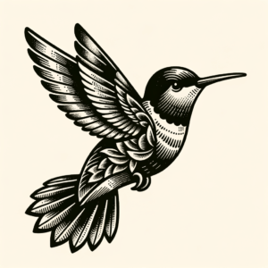 Hummingbird In A Classic Americana Tattoo Style