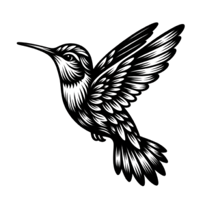 Hummingbird In A Minimalist, Black And White Design