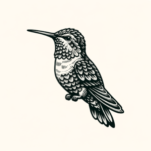 Hummingbird In A Sketchy, Hand-Drawn Style