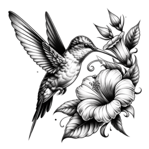 Hummingbird Sipping Nectar From A Flower