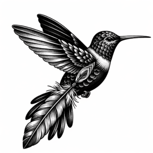 Hummingbird With A Feather Quill As Its Tail