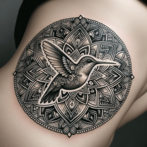 Hummingbird With A Mandala Background