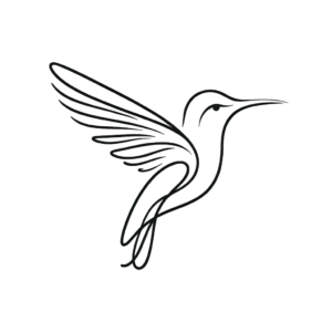Hummingbird With A Single Continuous Line Forming Its Shape