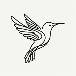 Hummingbird With A Single Continuous Line Forming Its Shape