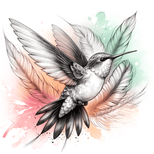 Hummingbird With A Watercolor Splash Background