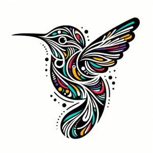 Hummingbird With An Abstract, Colorful Design