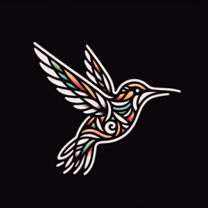 Hummingbird With An Abstract, Colorful Design