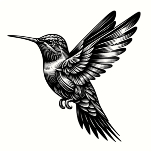 Hummingbird With Blackwork Elements And Bold Lines