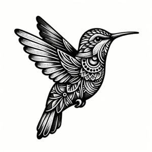 Hummingbird With Intricate Linework And Dotwork