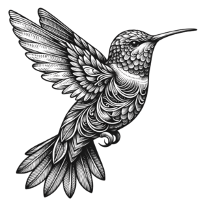 Hummingbird With Intricate Linework Details