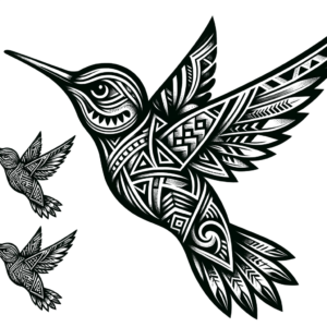 Hummingbird With Tribal Markings And Geometric Patterns