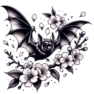 Japanese Bat With Sakura Petals