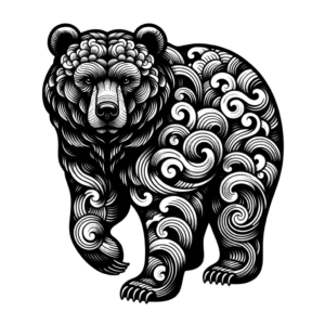 Japanese Bear With Wave Patterns