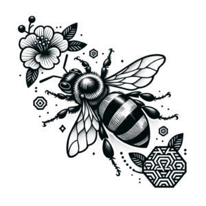 Japanese Bee With Cultural Motifs