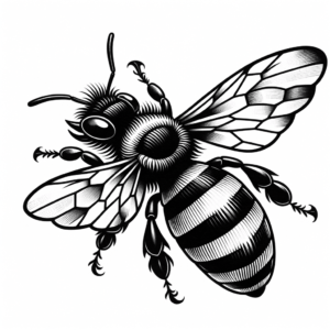 Japanese Bee With Traditional Art