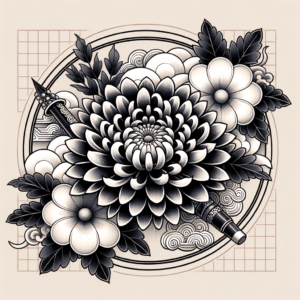 Japanese Chrysanthemum With Traditional Elements