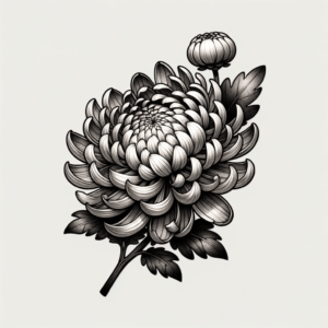 Japanese Chrysanthemum With Traditional Motifs