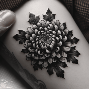 Japanese Chrysanthemum With Traditional Motifs