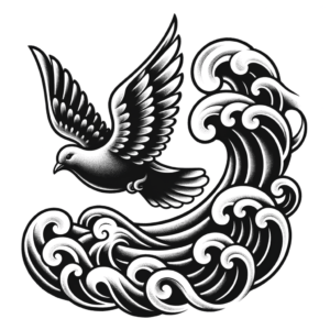 Japanese Dove With Waves