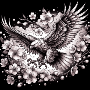Japanese Eagle With Cherry Blossoms