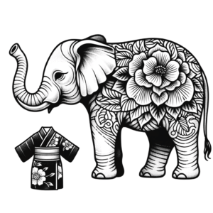 Japanese Elephant With Kimono Patterns