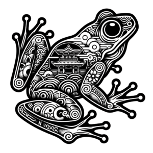 Japanese Frog With Traditional Motifs