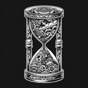 Japanese Hourglass With Cultural, Traditional Elements