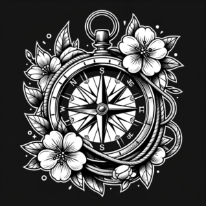 Japanese-Inspired Compass Adorned With Cherry Blossom Petals