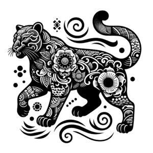 Japanese Panther With Traditional, Cultural Motifs