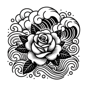 Japanese Rose With Waves