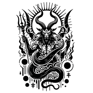 Japanese-Style Baphomet With Traditional Motifs