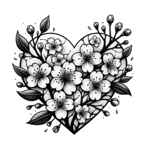 Japanese-Style Heart With Cherry Blossoms