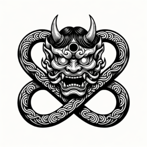 Japanese Style Infinity With Oni Mask