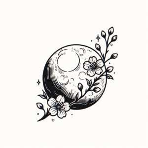 Japanese-Style Moon With Cherry Blossoms